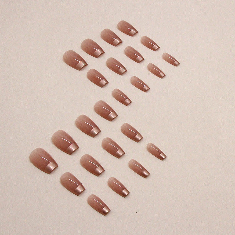 Nail 28 - French Gold Edge (24Pcs) - Free Nail Kit Included