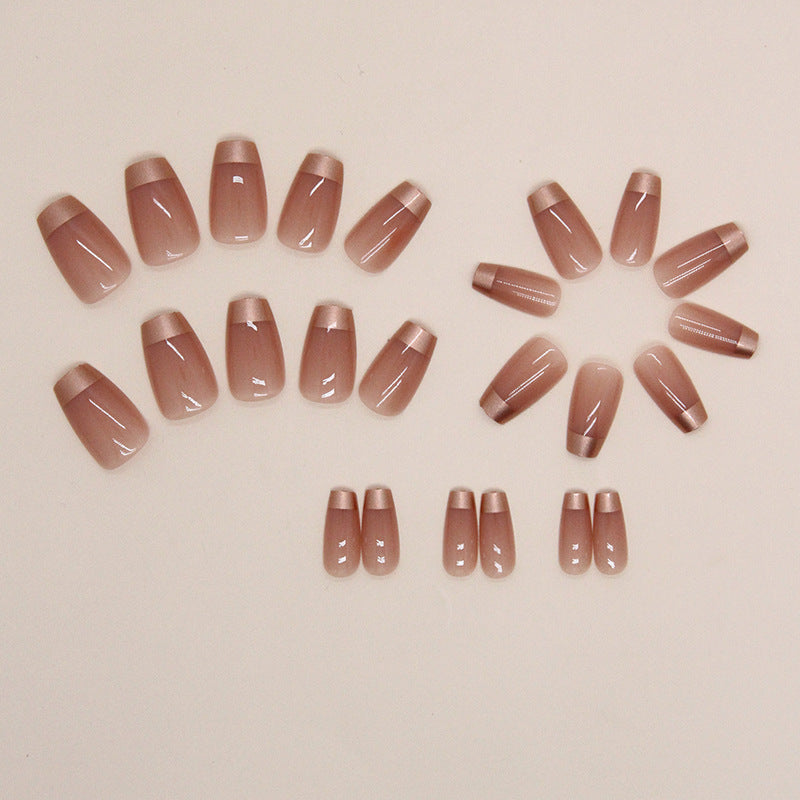 Nail 28 - French Gold Edge (24Pcs) - Free Nail Kit Included