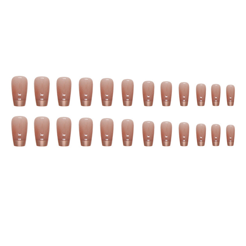 Nail 28 - French Gold Edge (24Pcs) - Free Nail Kit Included