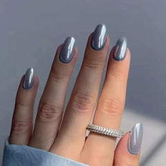 Nail 33 - Aurora Silver Gray (24Pcs) - Free Nail Kit Included