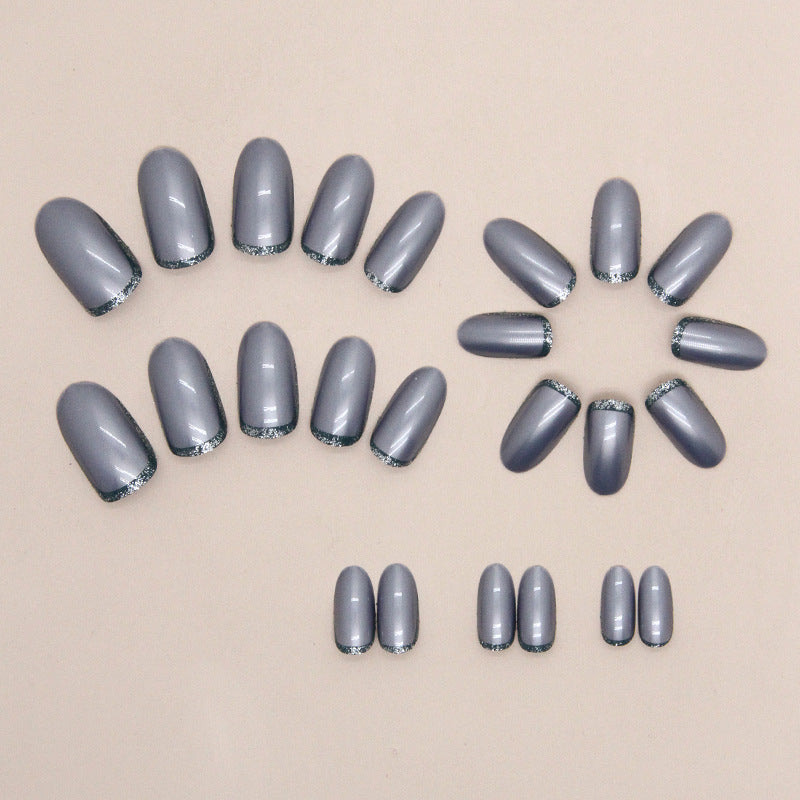 Nail 33 - Aurora Silver Gray (24Pcs) - Free Nail Kit Included