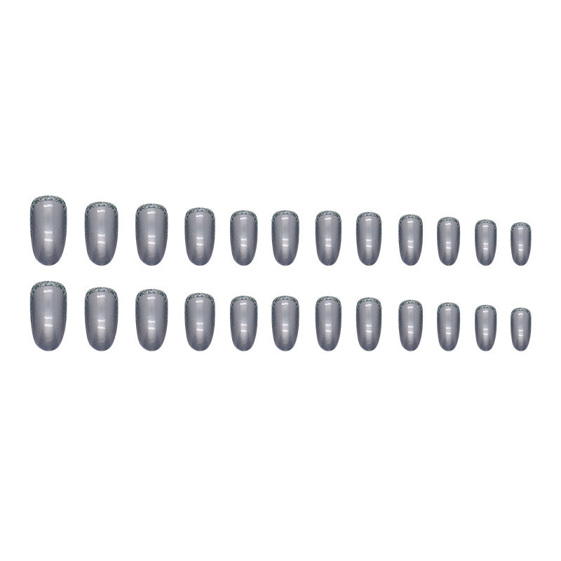 Nail 33 - Aurora Silver Gray (24Pcs) - Free Nail Kit Included