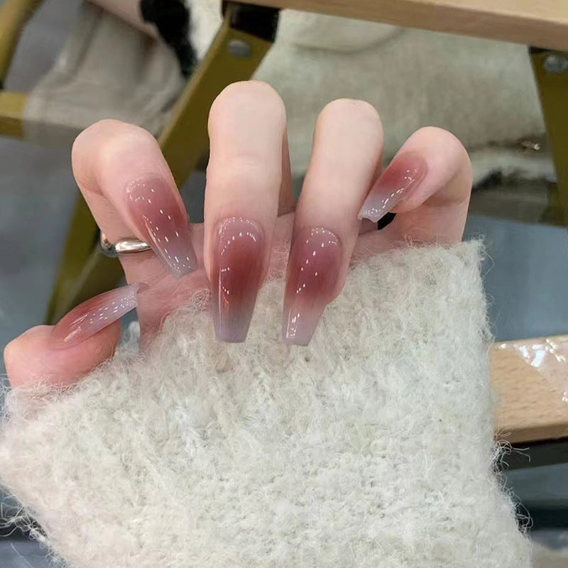 Nail 37 - Rose Red Blush (24Pcs) - Free Nail Kit Included