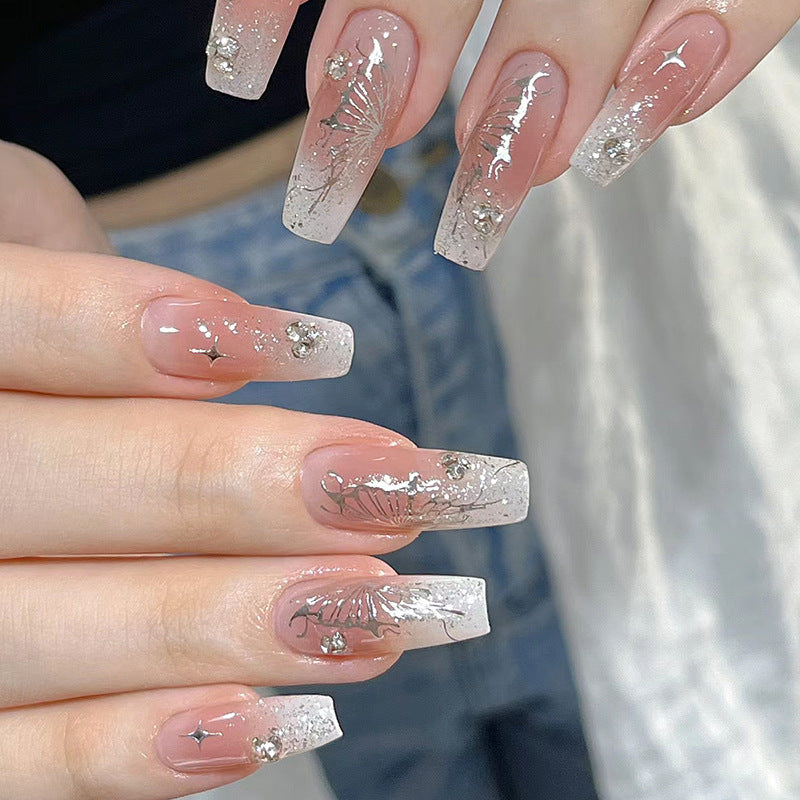 Nail 43 - Sweet Dream Ice Butterfly (24Pcs) - Free Nail Kit Included