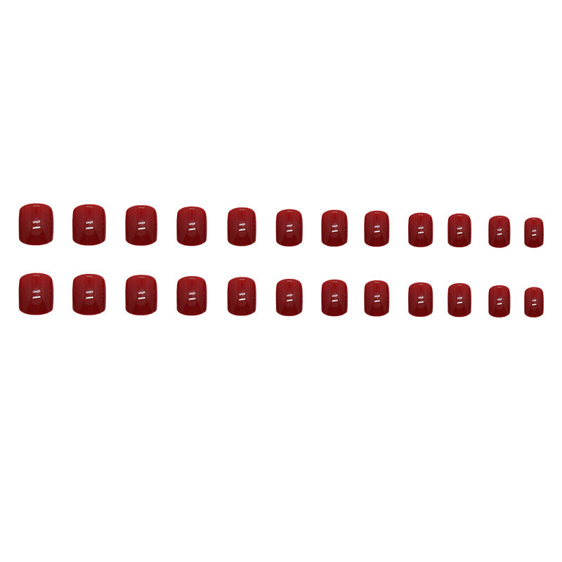 Nail 45 - Deep Red Glossy (24Pcs) - Free Nail Kit Included
