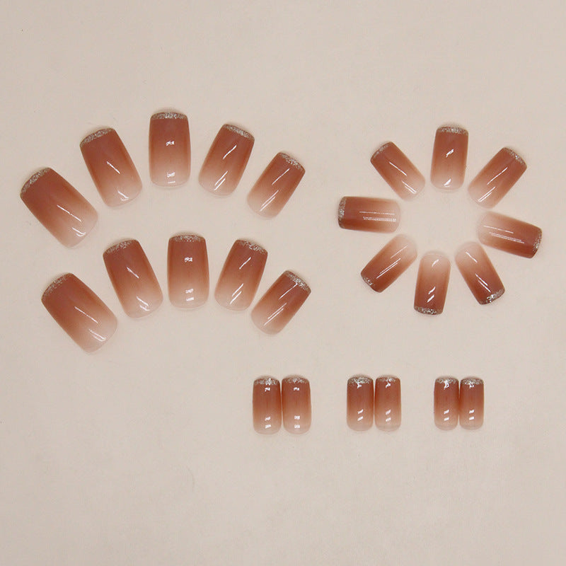 Nail 49 - Elegant Caramel Gloss (24Pcs) - Free Nail Kit Included