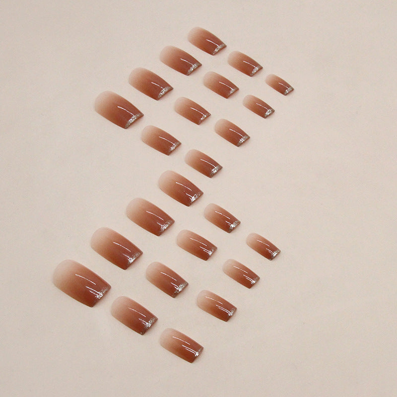 Nail 49 - Elegant Caramel Gloss (24Pcs) - Free Nail Kit Included