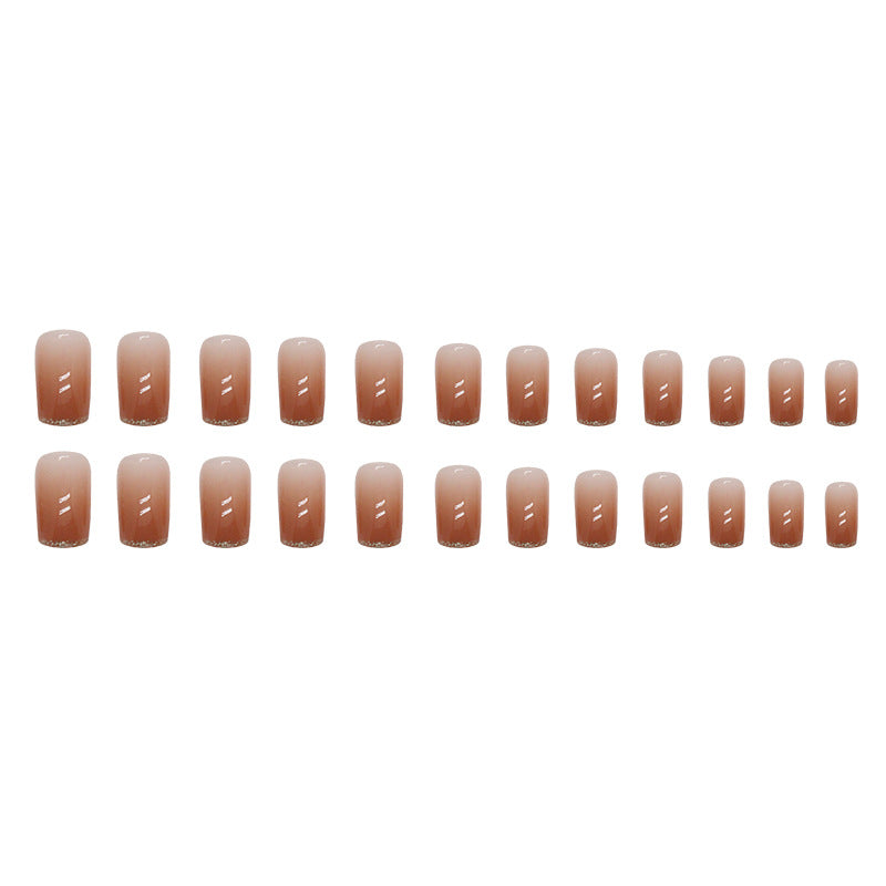 Nail 49 - Elegant Caramel Gloss (24Pcs) - Free Nail Kit Included