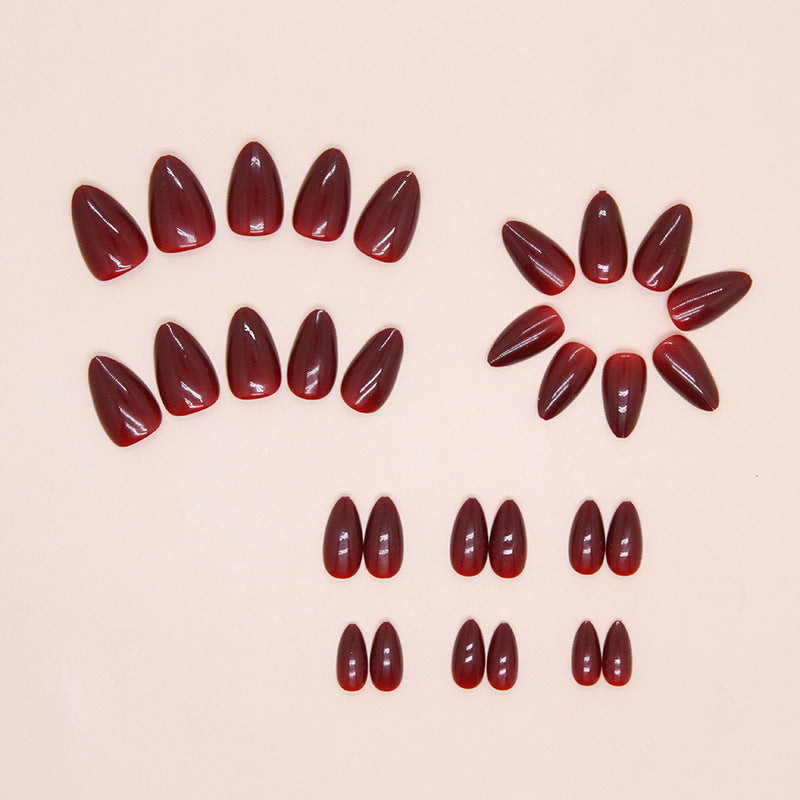 Nail 51 - Elegant Wine Red (24Pcs) - Free Nail Kit Included