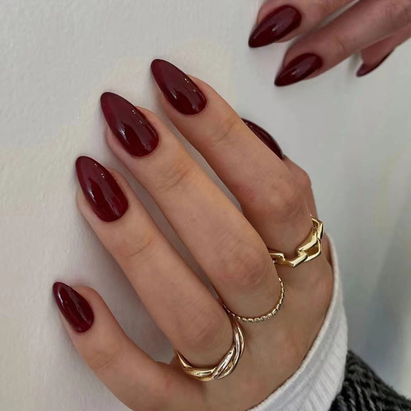 Nail 51 - Elegant Wine Red (24Pcs) - Free Nail Kit Included