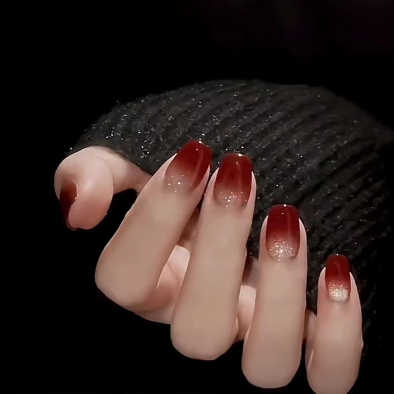 Nail 53 - Burgundy Gradient (24Pcs) - Free Nail Kit Included