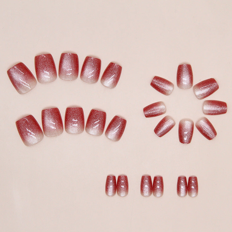 Nail 53 - Burgundy Gradient (24Pcs) - Free Nail Kit Included