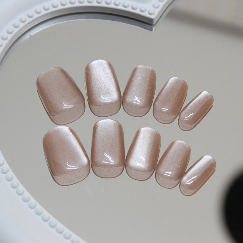Nail 61 - Nude Cat Eye (24Pcs) - Free Nail Kit Included