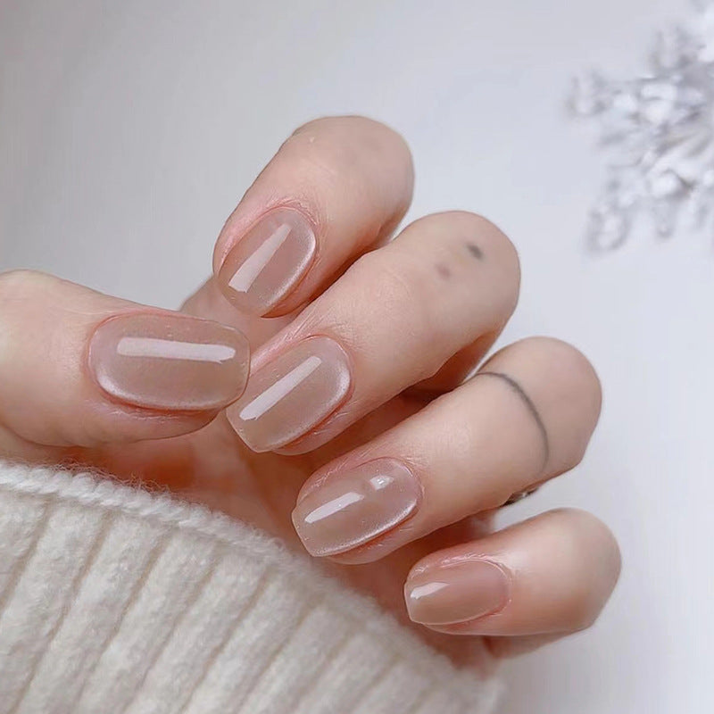 Nail 61 - Nude Cat Eye (24Pcs) - Free Nail Kit Included
