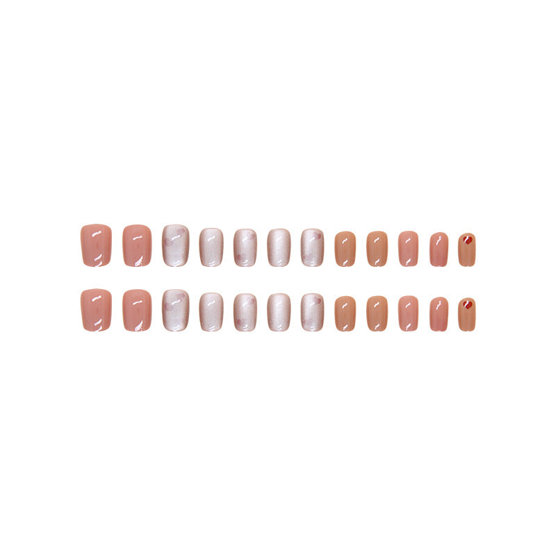 Nail 63 - Nude & Heart Accent (24Pcs) - Free Nail Kit Included