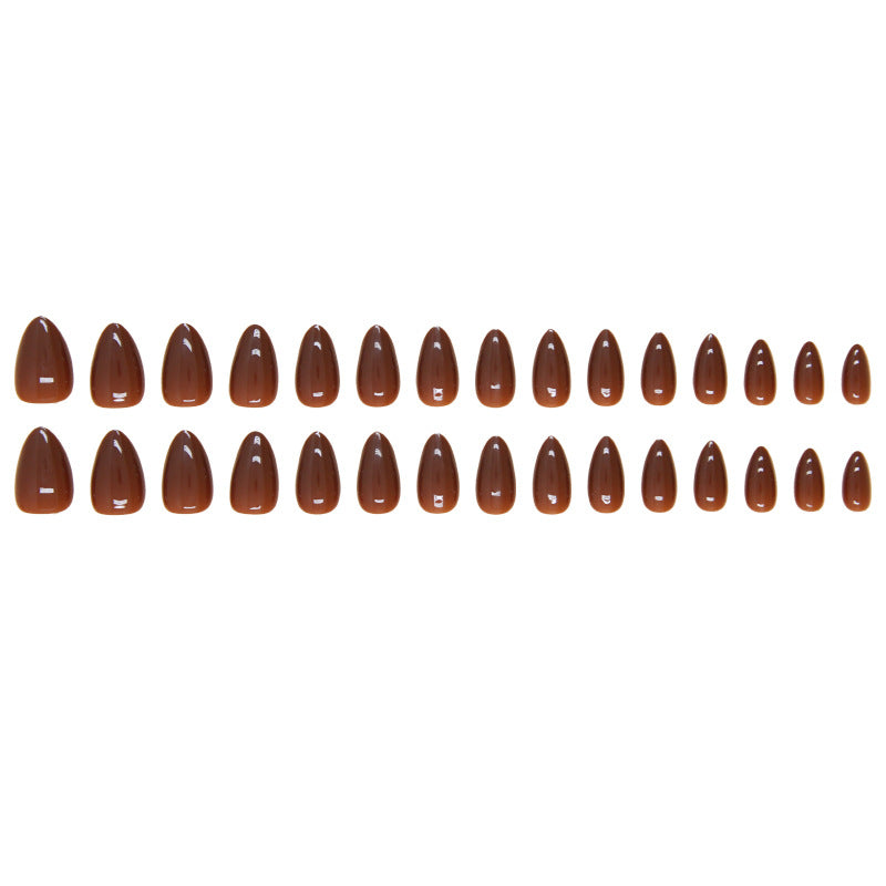 Nail 76 - Deep Mocha Brown (24Pcs) - Free Nail Kit Included