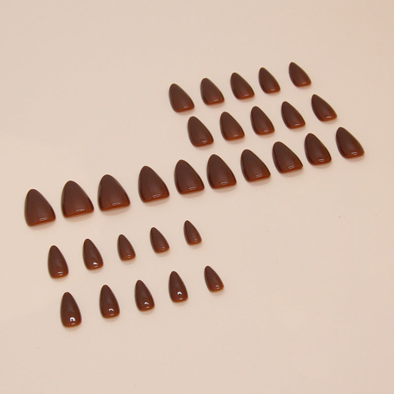 Nail 76 - Deep Mocha Brown (24Pcs) - Free Nail Kit Included