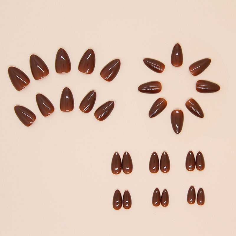 Nail 76 - Deep Mocha Brown (24Pcs) - Free Nail Kit Included