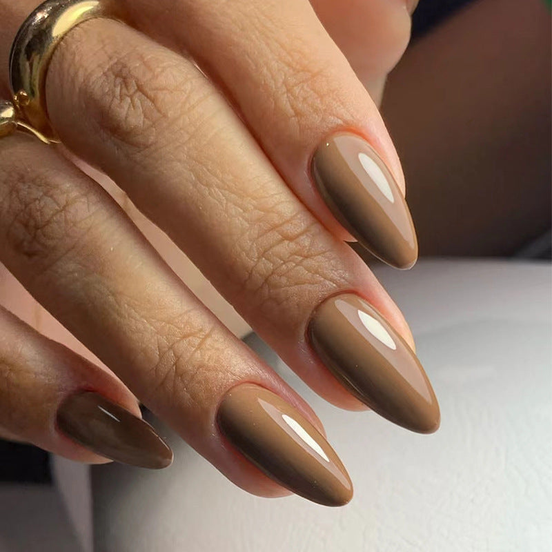 Nail 77 - Warm Brown (24Pcs) - Free Nail Kit Included