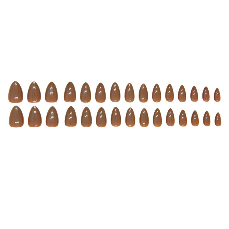 Nail 77 - Warm Brown (24Pcs) - Free Nail Kit Included