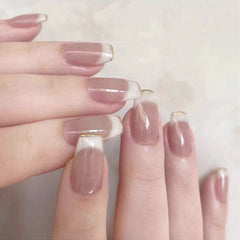 Nail 78 - Elegant Sheer French (24Pcs) - Free Nail Kit Included