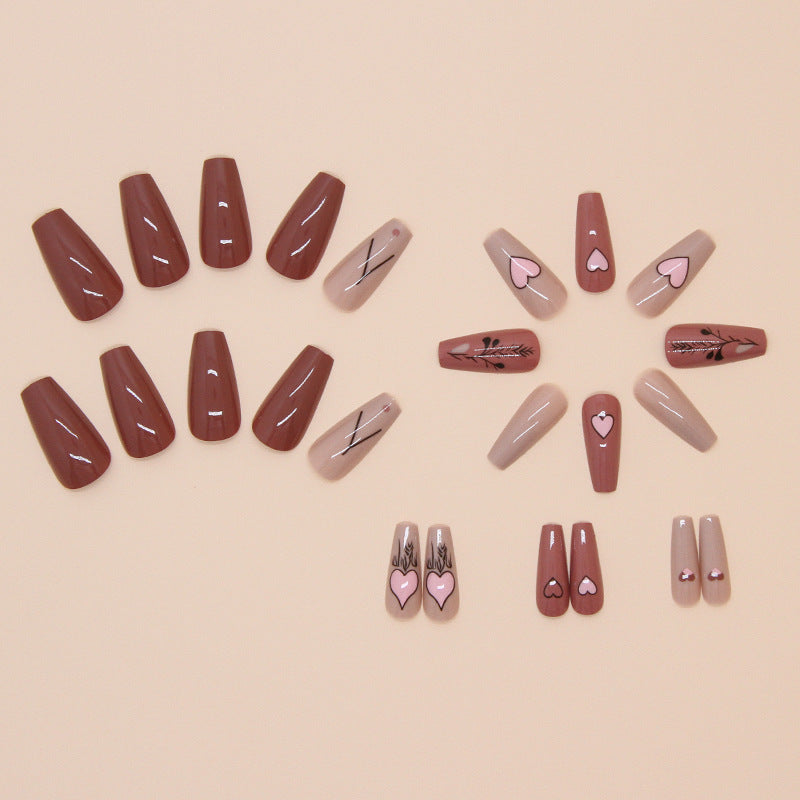 Nail 79 - Love Feather (24Pcs) - Free Nail Kit Included