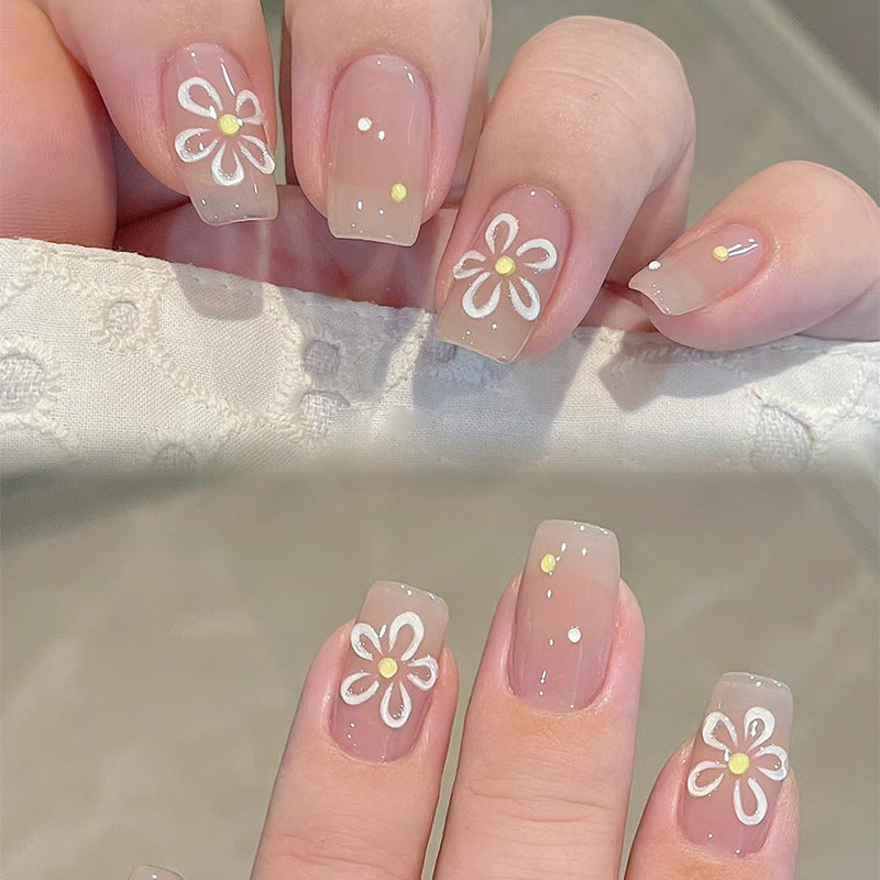 Nail 80 - Sweet Daisy (24Pcs) - Free Nail Kit Included
