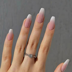 Nail 87 - Frosted Gradient Coffin Press-On Nails (24Pcs) - Free Nail Kit Included