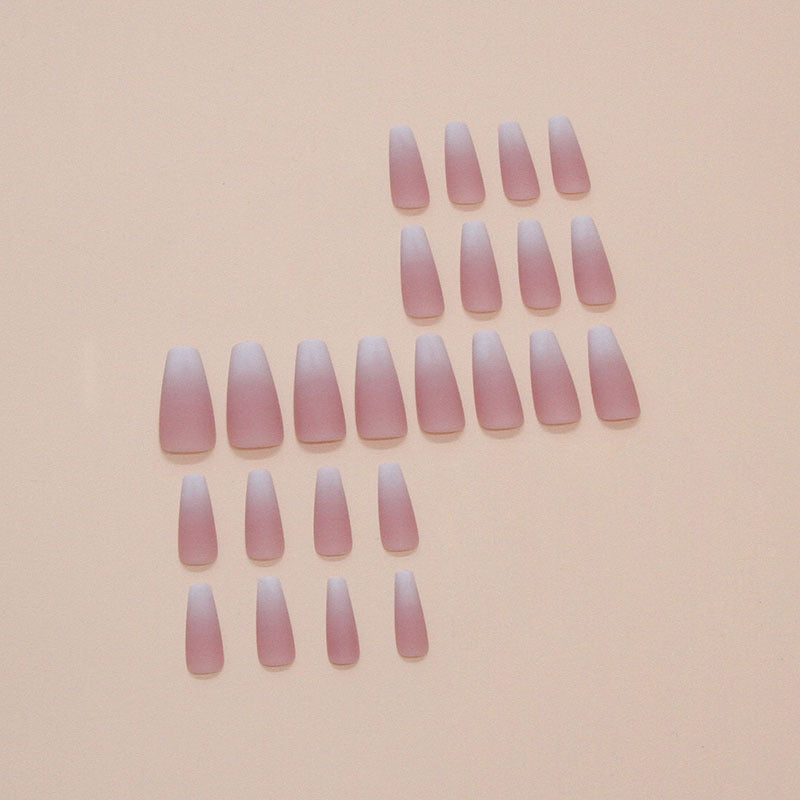 Nail 87 - Frosted Gradient Coffin Press-On Nails (24Pcs) - Free Nail Kit Included