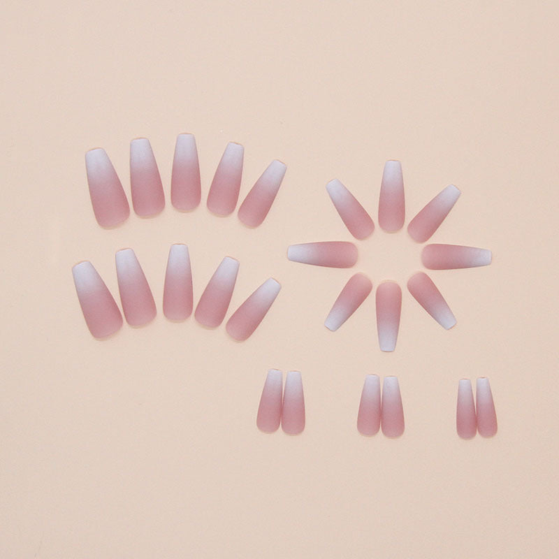 Nail 87 - Frosted Gradient Coffin Press-On Nails (24Pcs) - Free Nail Kit Included