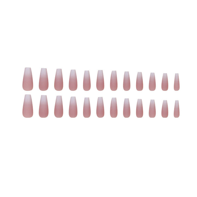 Nail 87 - Frosted Gradient Coffin Press-On Nails (24Pcs) - Free Nail Kit Included
