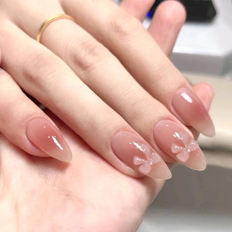 Nail 98 - Natural Nude Glossy Press-On Nails (24Pcs) - Free Nail Kit Included