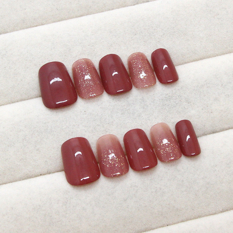 Nail 100 - Wine Rose Red Press-On Nails (30Pcs) - Free Nail Kit Included