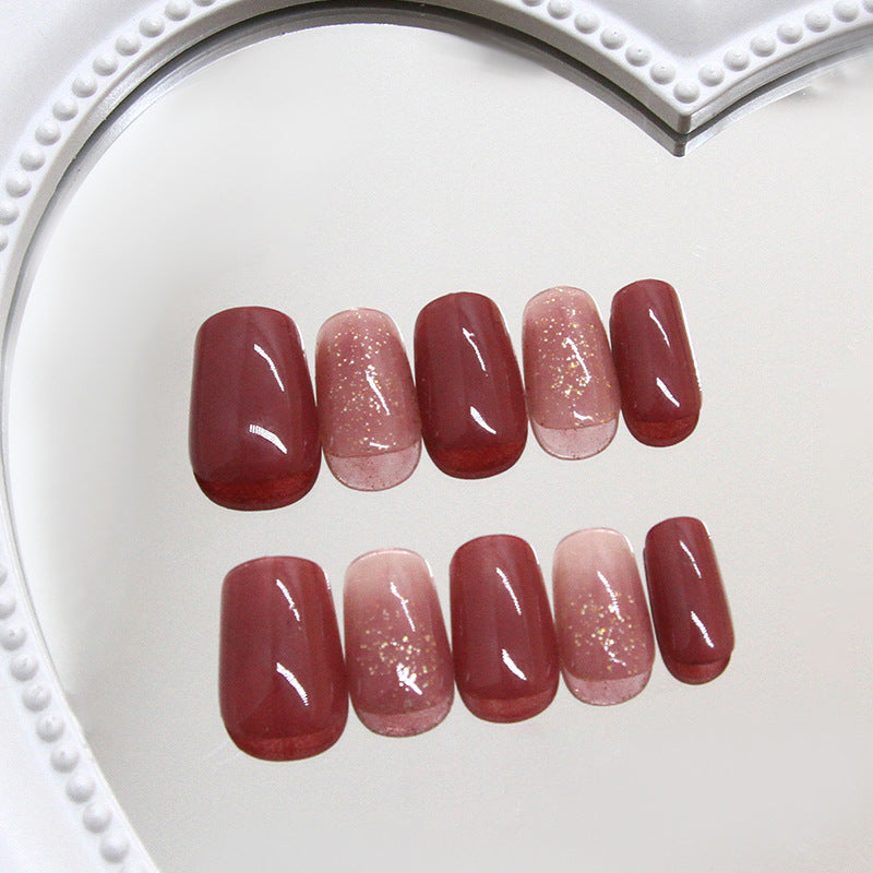 Nail 100 - Wine Rose Red Press-On Nails (30Pcs) - Free Nail Kit Included
