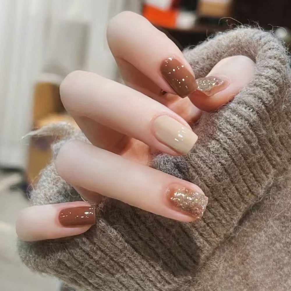 Nail 103 - Streamer Ice Coffee Press-On Nails (24Pcs) –  - Free Nail Kit Included