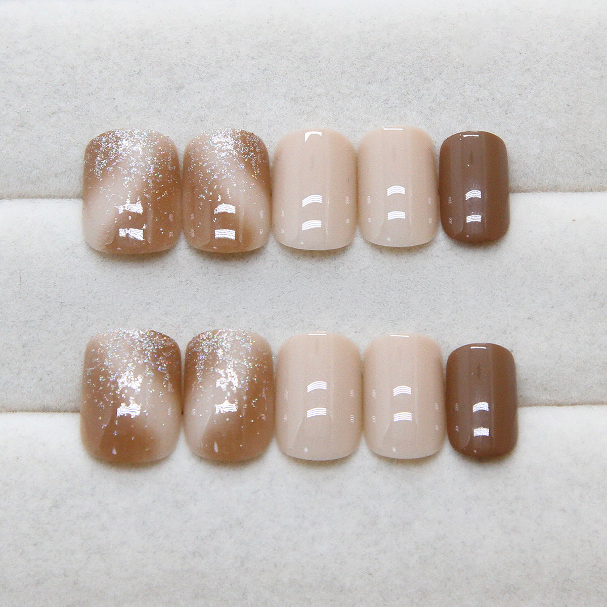 Nail 103 - Streamer Ice Coffee Press-On Nails (24Pcs) –  - Free Nail Kit Included