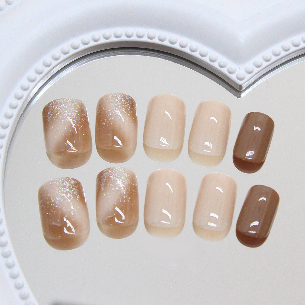 Nail 103 - Streamer Ice Coffee Press-On Nails (24Pcs) –  - Free Nail Kit Included