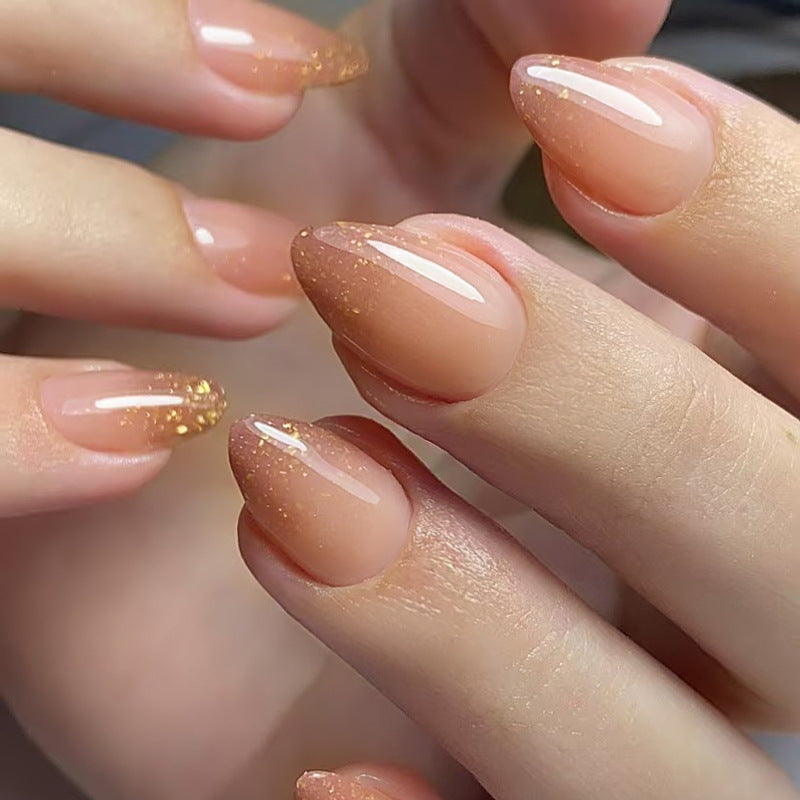 Nail 111 - Golden Nude Ombre Press-On Nails (24 Pcs)- Free Nail Kit Included