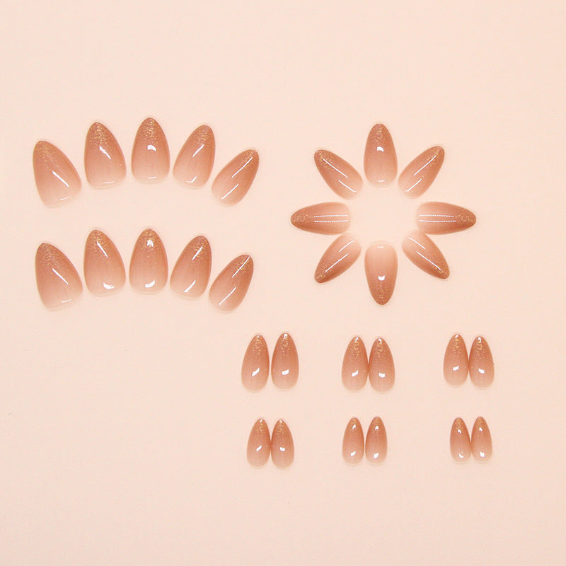 Nail 111 - Golden Nude Ombre Press-On Nails (24 Pcs)- Free Nail Kit Included