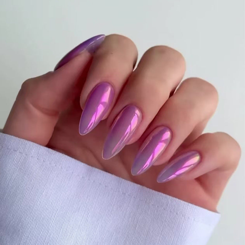 Nail 112 - Iridescent Lavender Chrome (24 Pcs) - Free Nail Kit Included