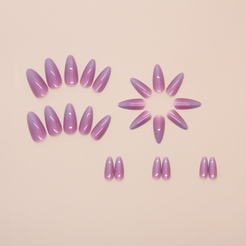 Nail 112 - Iridescent Lavender Chrome (24 Pcs) - Free Nail Kit Included