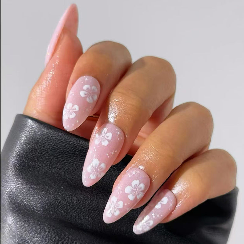 Nail 113 - Blossom Pink Floral (24 Pcs) - Free Nail Kit Included