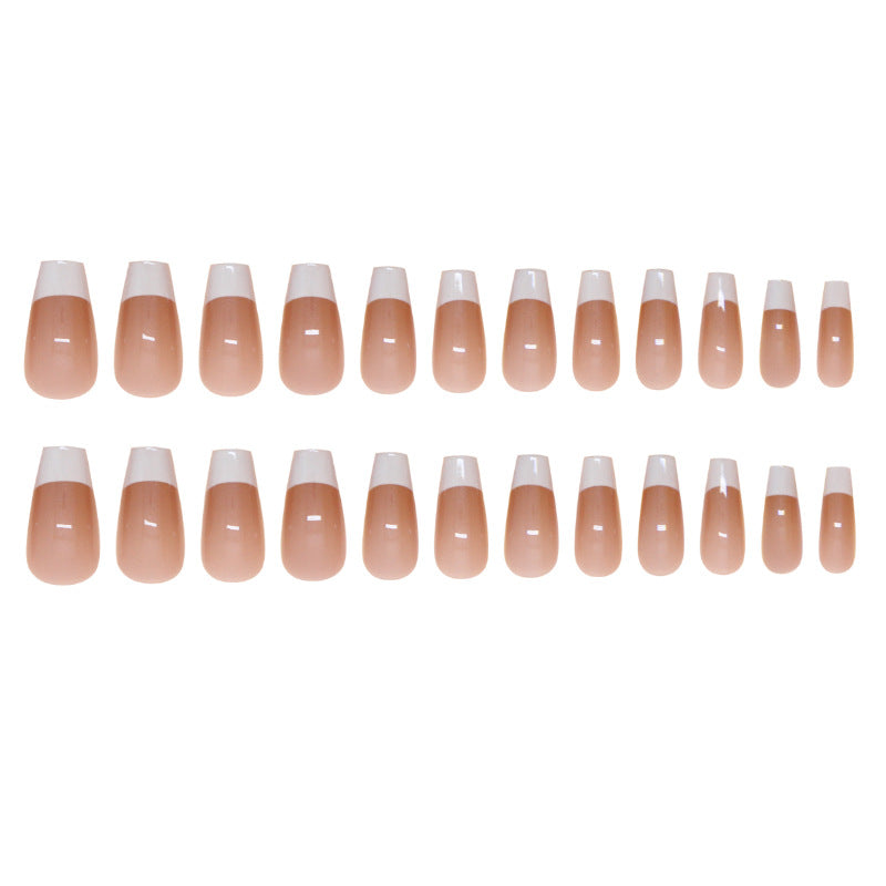 Nail 117 - Classic Gloss French-Tip (24 Pcs) - Free Nail Kit Included