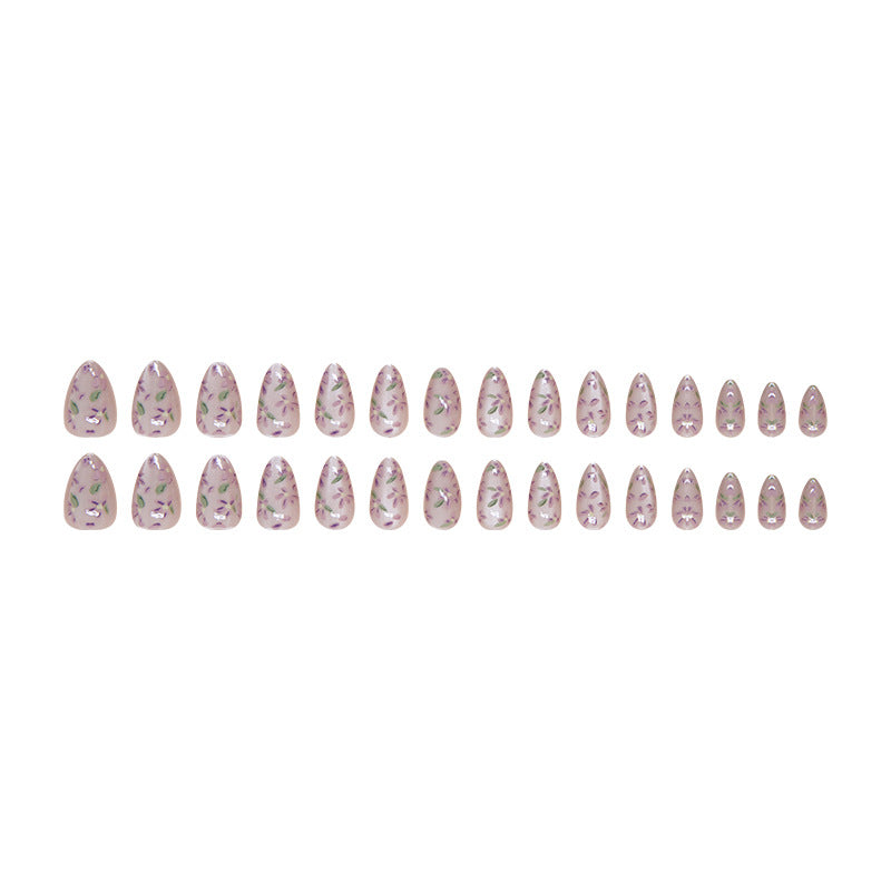 Nail 123 - Floral Press-On Nail Set (24 Pcs) - Free Nail Kit Included