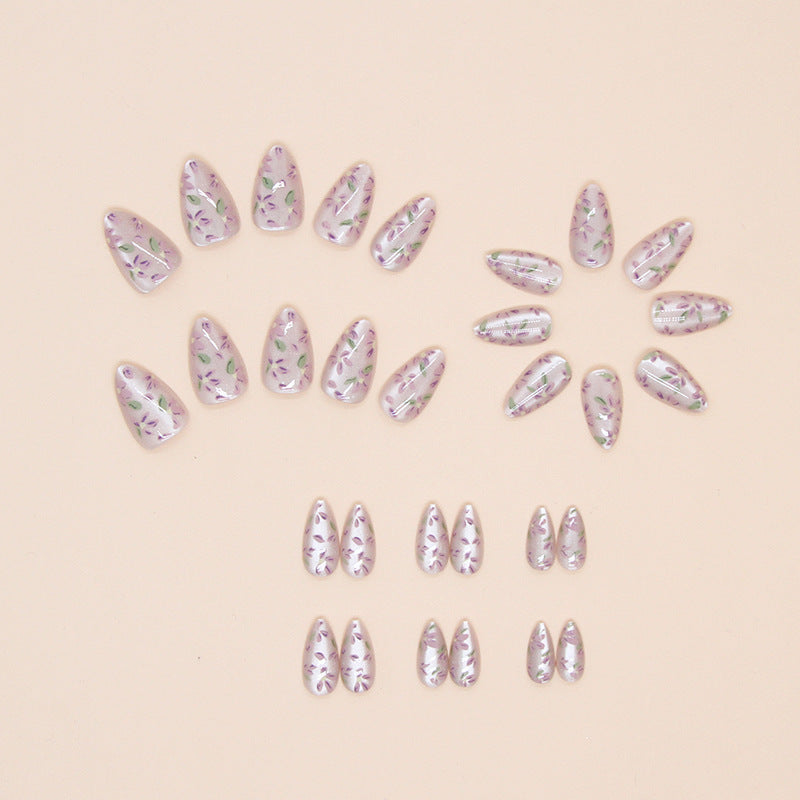 Nail 123 - Floral Press-On Nail Set (24 Pcs) - Free Nail Kit Included