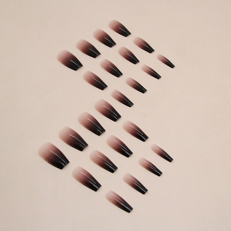 Nail 125 - Midnight Fade – Ombre Coffin (24 Pcs) - Free Nail Kit Included