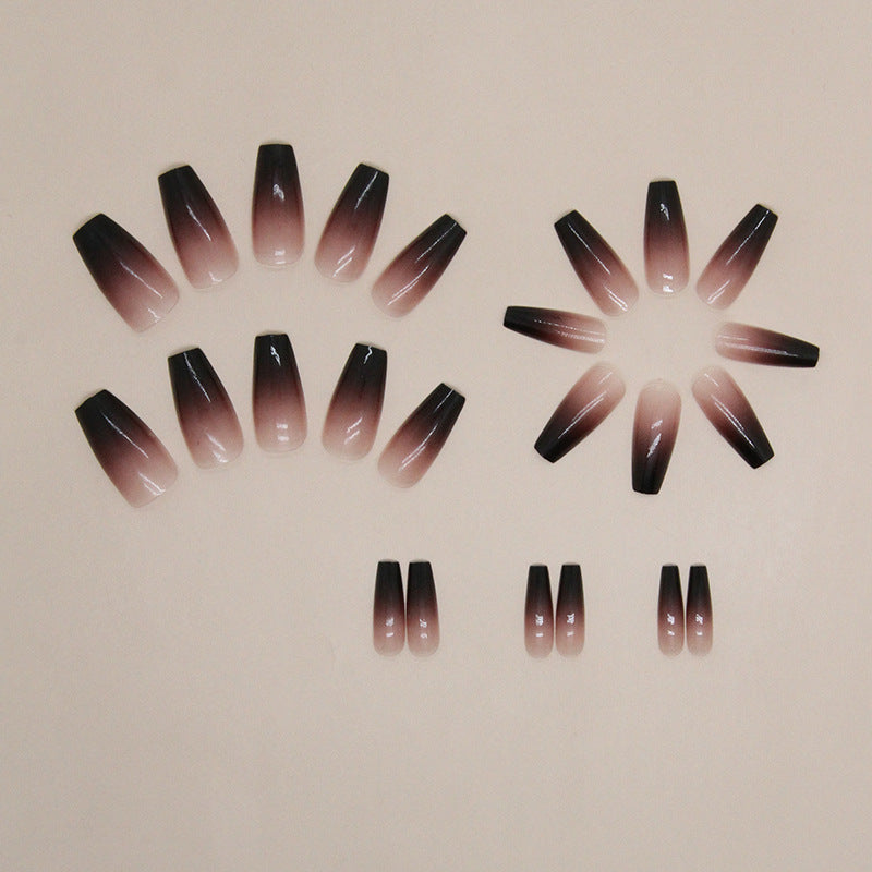 Nail 125 - Midnight Fade – Ombre Coffin (24 Pcs) - Free Nail Kit Included