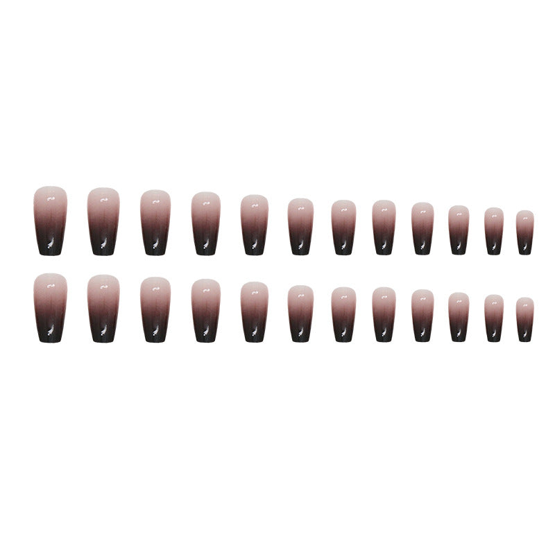 Nail 125 - Midnight Fade – Ombre Coffin (24 Pcs) - Free Nail Kit Included