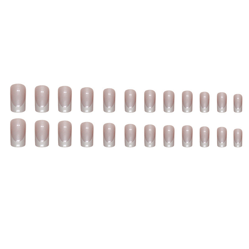 Nail 126 - Glazed Pearl French Press-On Nails (24 Pcs) - Free Nail Kit Included