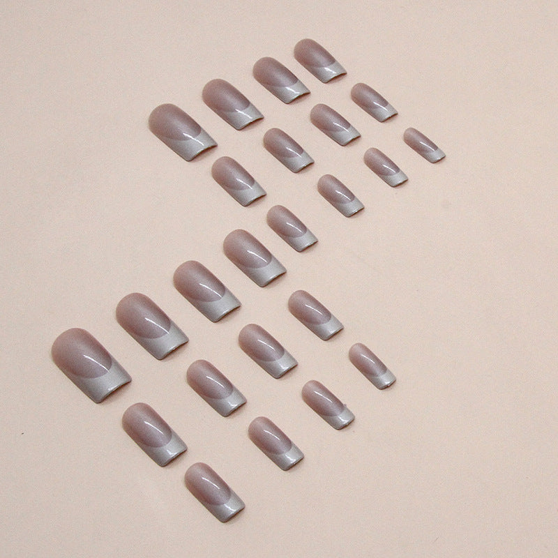 Nail 126 - Glazed Pearl French Press-On Nails (24 Pcs) - Free Nail Kit Included